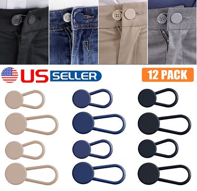12 Universal Button Extenders for Jeans Pants Waist Button Extender Women Men US