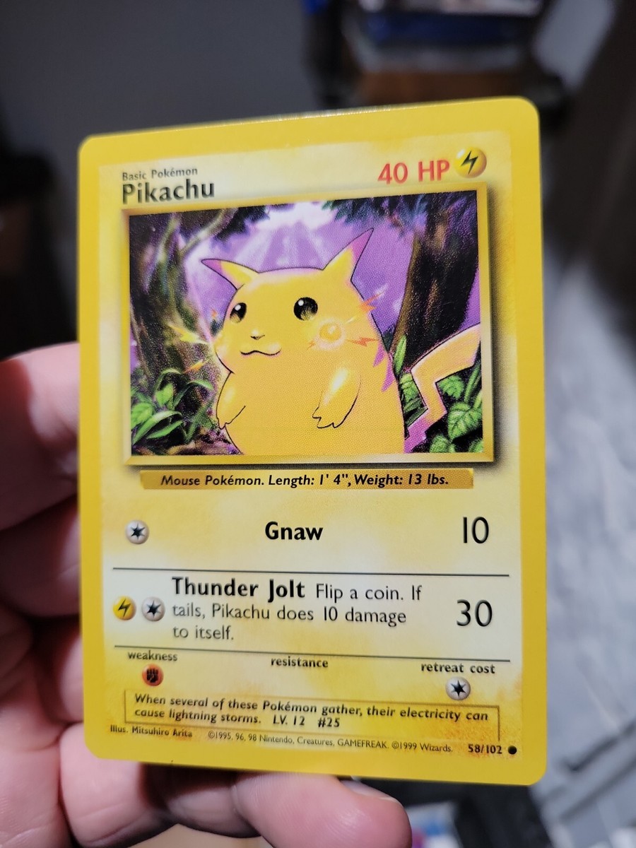 Pikachu 58/102 MINT Yellow Cheeks Base Set Pokemon Card WOTC 1999