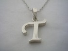 INITIAL LETTER T PENDANT WITH CHAIN IN STERLING SILVER ALL HIGH POLISHED