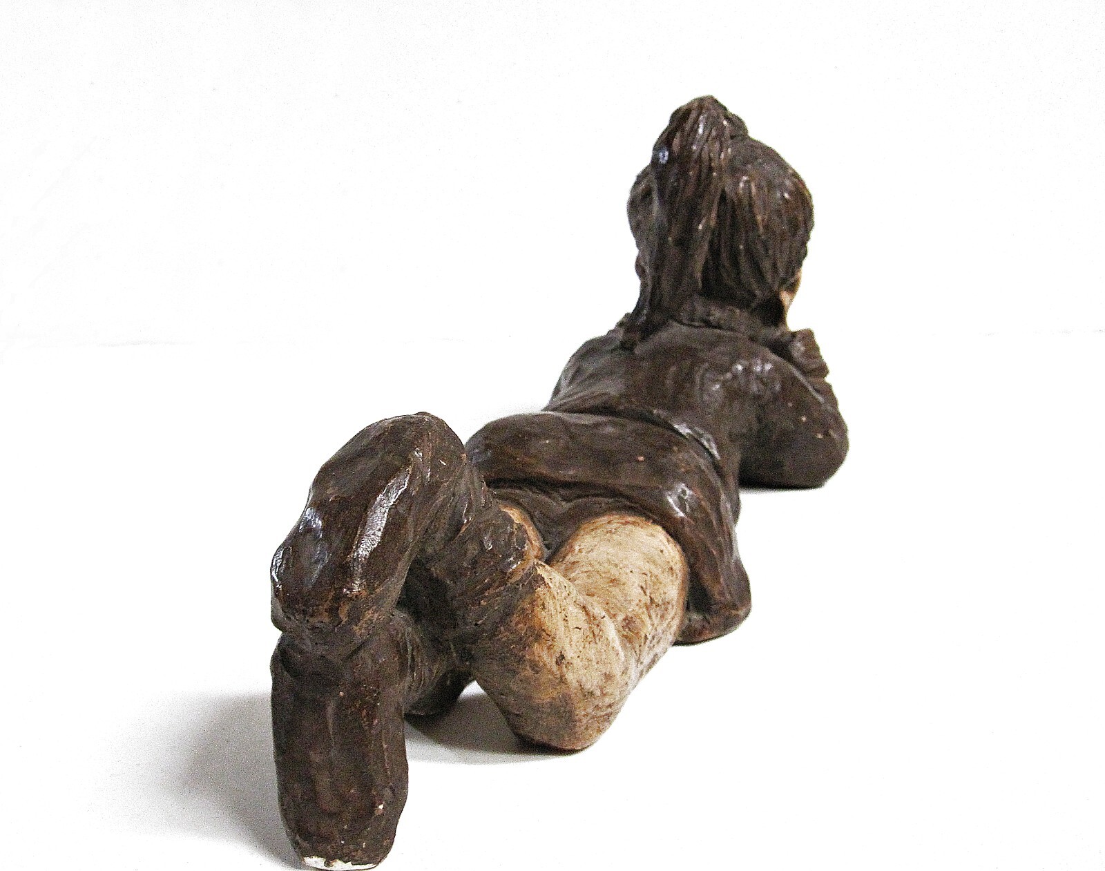 JARU By Robert Cole, 1971 Vintage Reclining Girl Ceramic Sculpture Signed