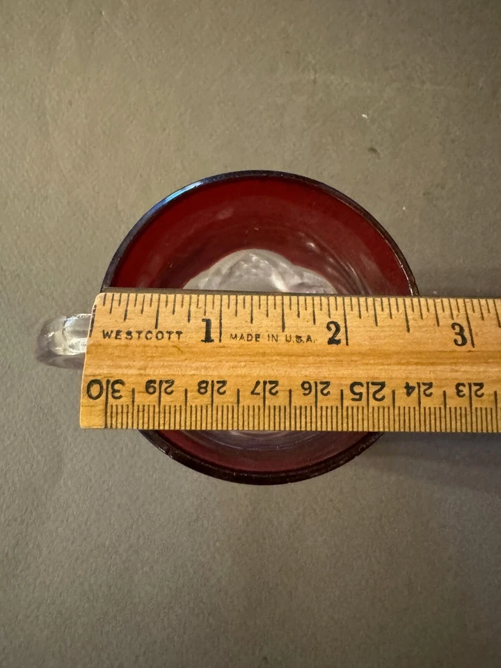 EAPG RUBY STAINED SOUVENIR ALBANY NY ETCHED ANTIQUE GLASS TEACUP TUMBLER CUP MUG - Image 3 of 4