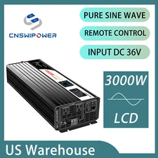 36V 3000W Pure Sine Inverter DC to AC Power Converter 120V for Home RV