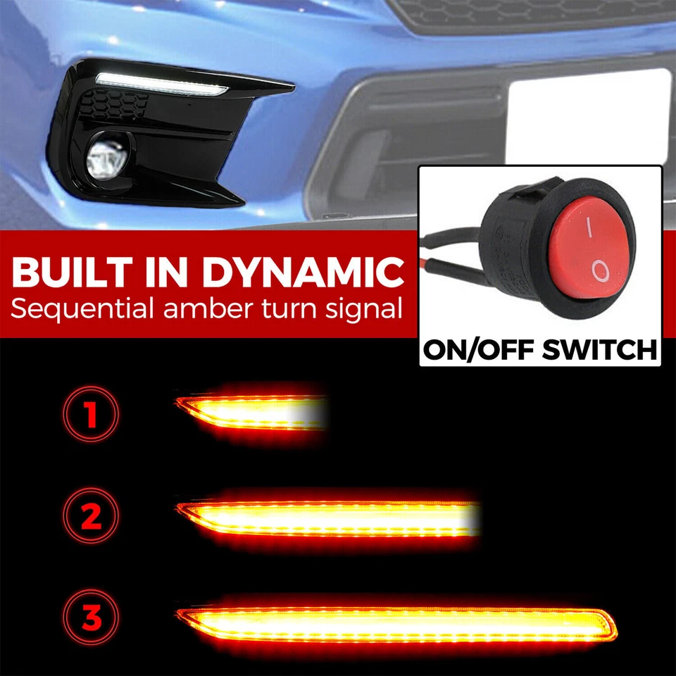 Fit 2018 - 2021 斯巴鲁 Wrx Sti Switchback Led Drl 顺序雾灯边框 — 第 3/4 张图片