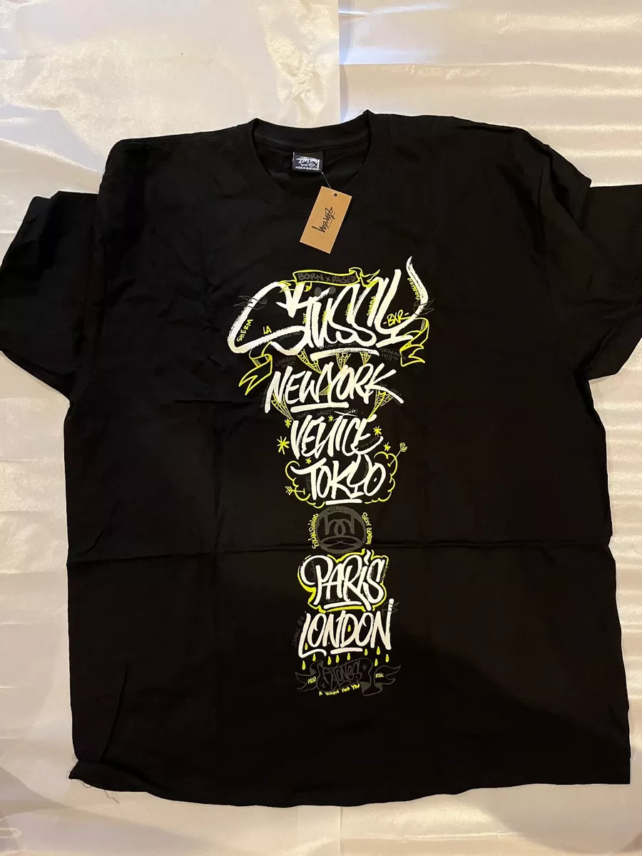 STUSSY & BORN X RAISED HANDSTYLES TEE BLACK SIZE XL NEW IN HAND