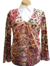 M by AMOUR MULTI COLOR FLORAL SHIMMERING TOP WOMEN'S SIZE S1 HOT MADE IN USA