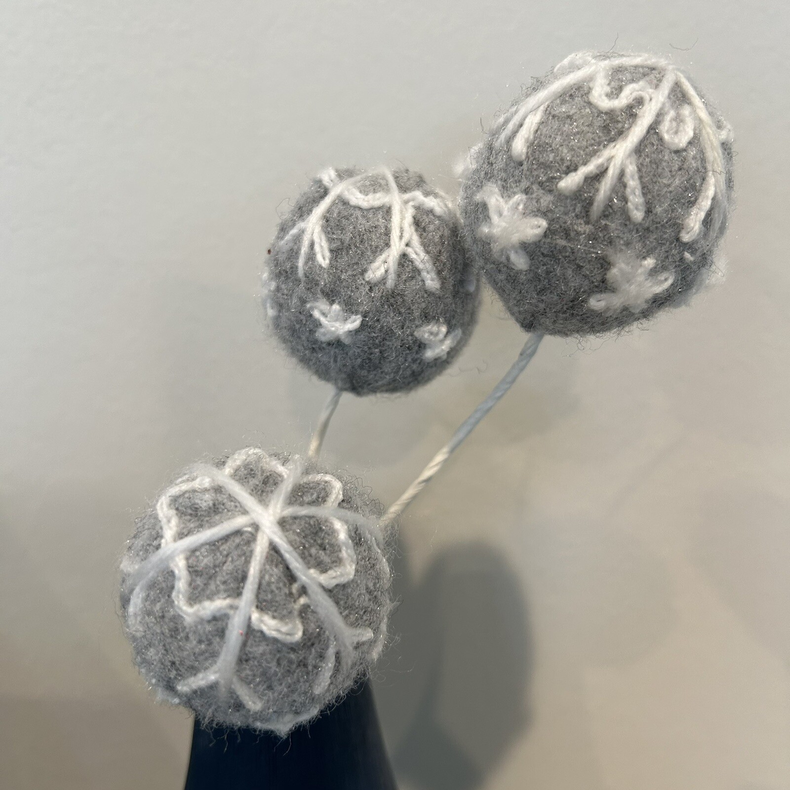 11 Blue Gray Decorative Round Felt Velvet Picks Floral Crafts Christmas Lot