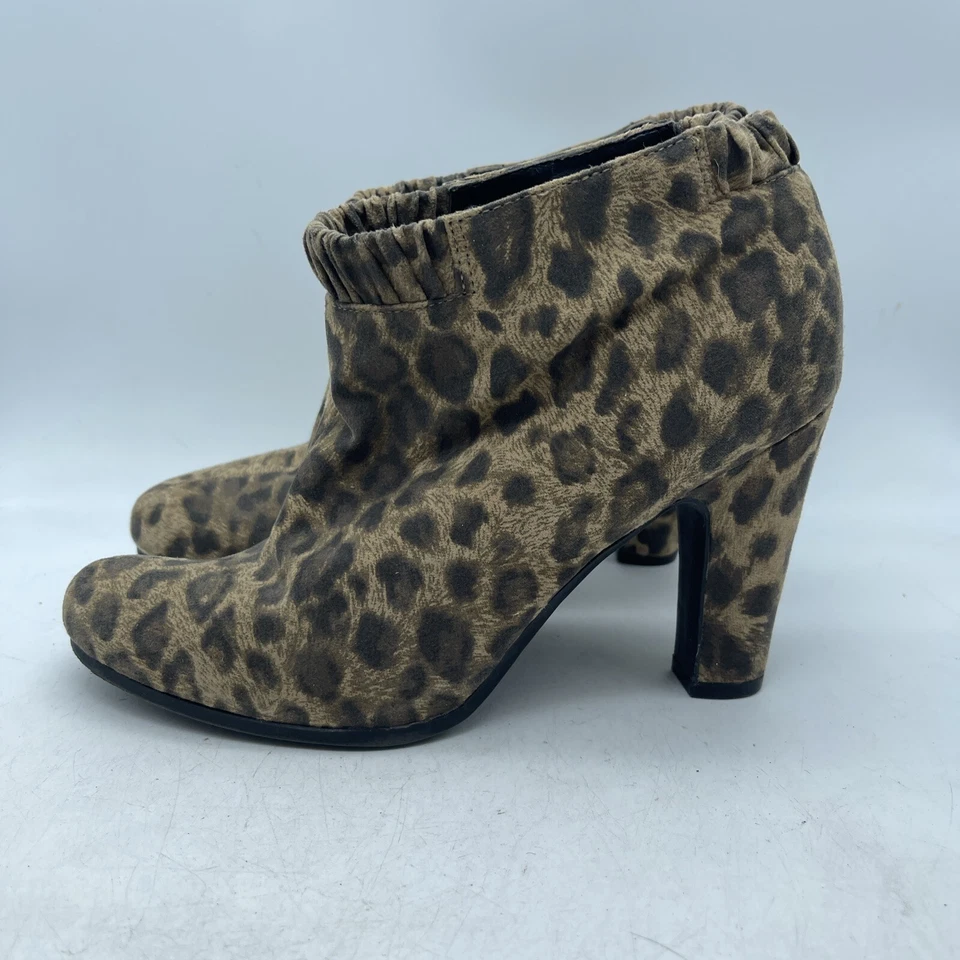 SAM & LIBBY Mujer Leopardo Sin Cordones Tacón Botines Talla 8 Estampado Animal Zapatos Foto 4 de 4