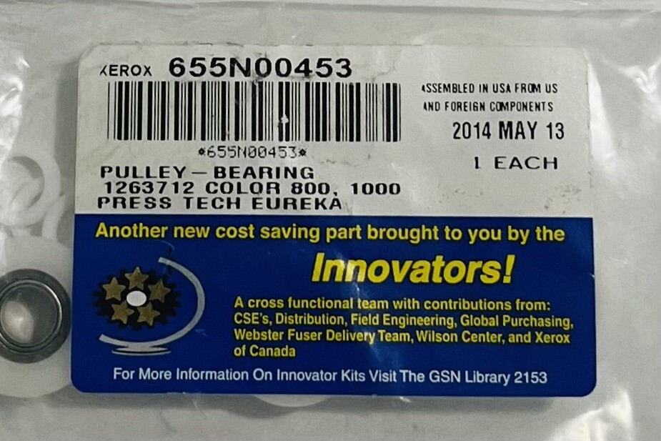 Xerox 655N00453 Pulley Bearing Color 800 1000 Press Tech SEE  