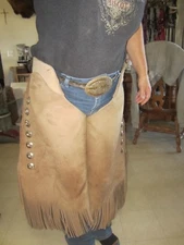 ^ Dakota Territory JK THICK Leather CHINKS BEAUTIFUL FRINGED