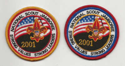 NATIONAL JAMBOREE 2001 patch x 2 - RED & GOLD - Boy Scout BSA A121/B-37