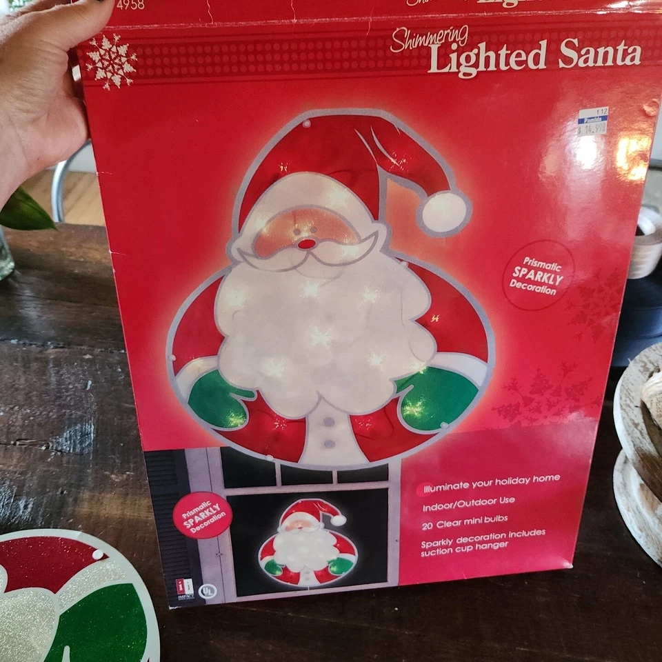 Escultura de ventana brillante iluminada de Papá Noel decoración navideña interior/exterior Foto 3 de 4