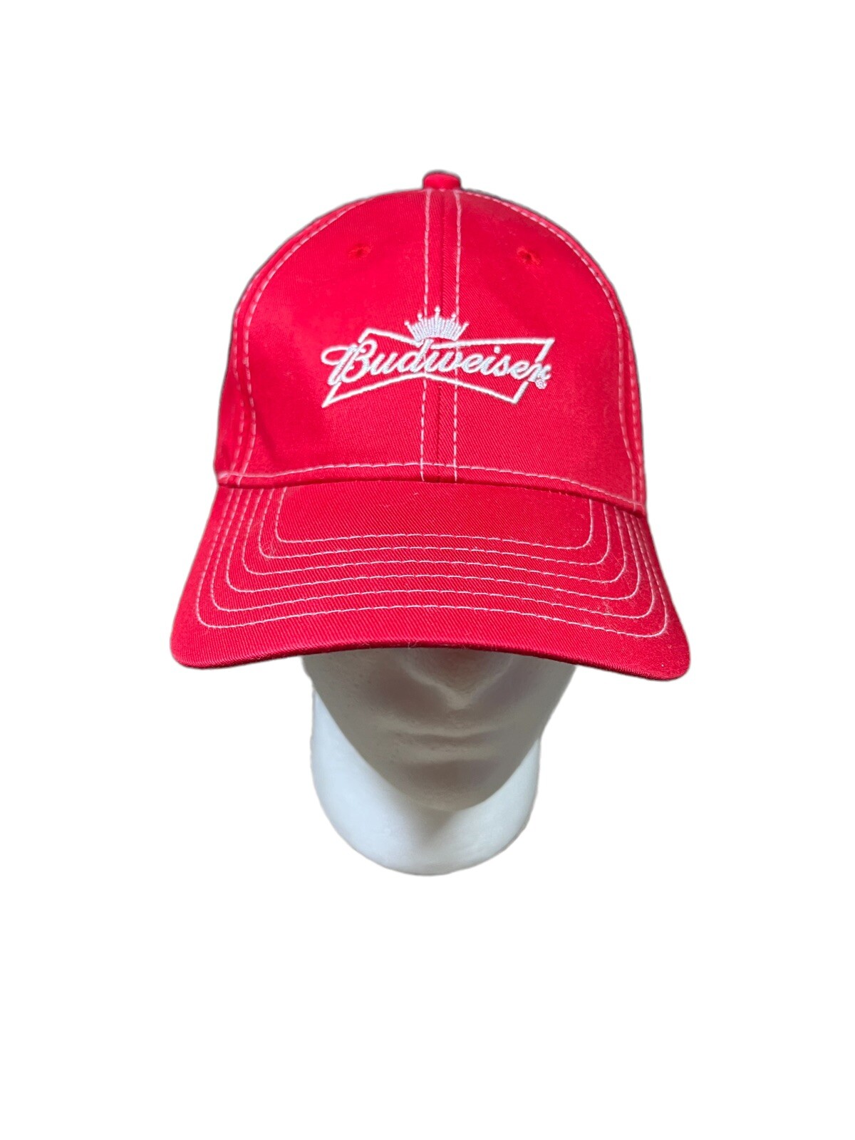 Budweiser Hat Adjustable Baseball Red with White … - image 1