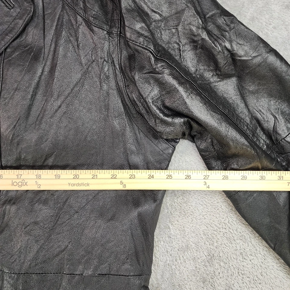 Chaqueta Towncraft Para Hombre Grande Cuero Negro Cinturón Doble Pecho Gabardina Foto 4 de 4