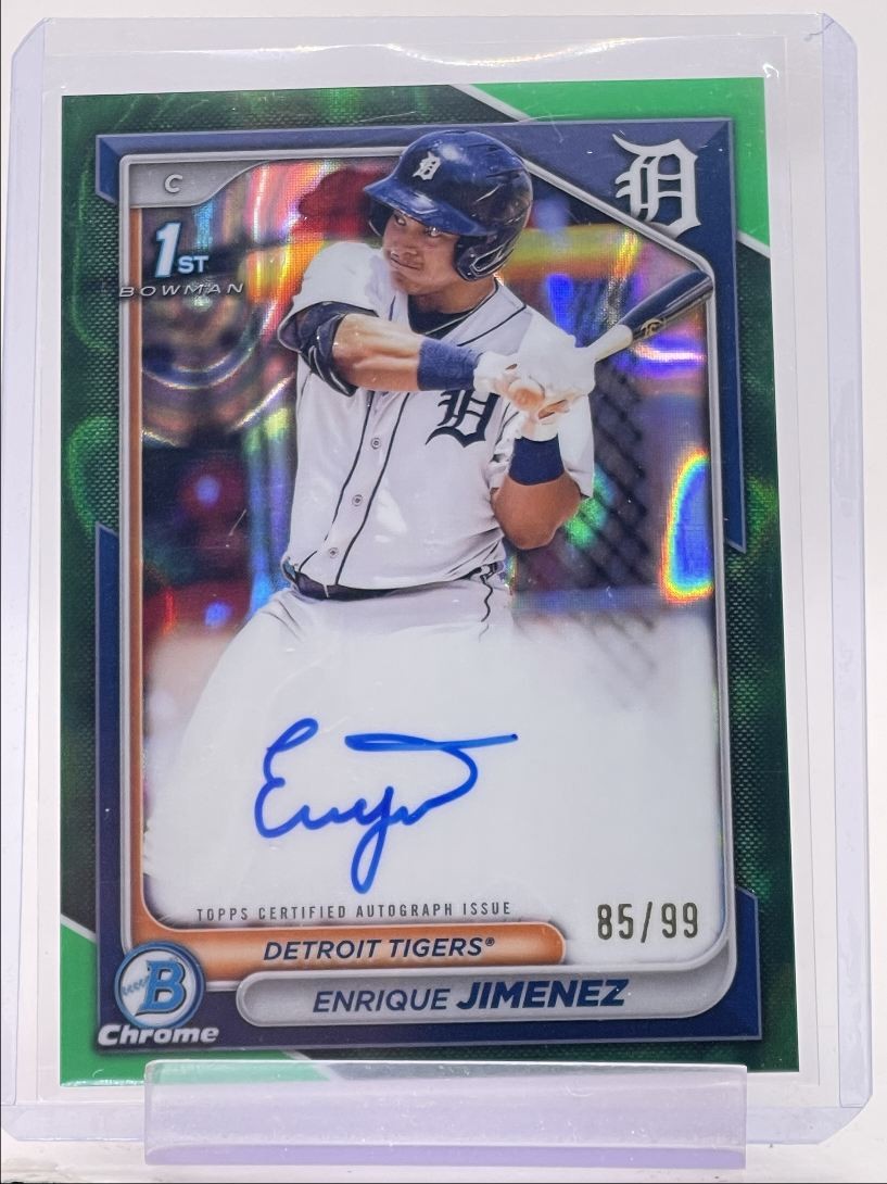 ENRIQUE JIMENEZ 2024 BOWMAN CHROME 1ST GREEN LAVA TIGERS AUTO /99 Q0963