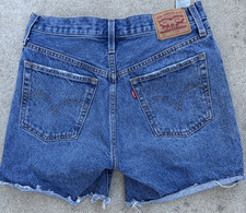 Women's Levi's 501 Jorts Blue Solid 29 Short Cut-Off Retro Daisy Duke Premium