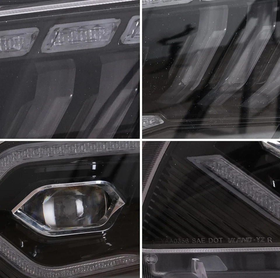 Faros LED para Ford Mustang 2010-2014 con función de bienvenida/respiración DRL dinámico Foto 2 de 4