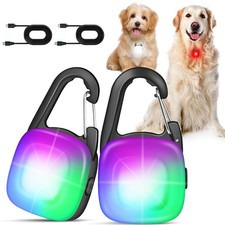Dog Lights for Night Walking,2 Pack LED Rechargeable Safety Dog Collar Light Cli