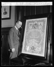 Photo:Asst. P.M.G. Glover & stamp exhibit, 5/1/23