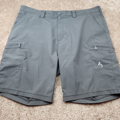 Hook & Tackle Men Gray Performance Fishing Cargo Shorts Size 38 Quick Dry Zipper