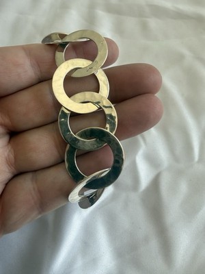 RLM Studio Sterling Silver 925  Circle Link Chain Bracelet, Mexico, Toggle