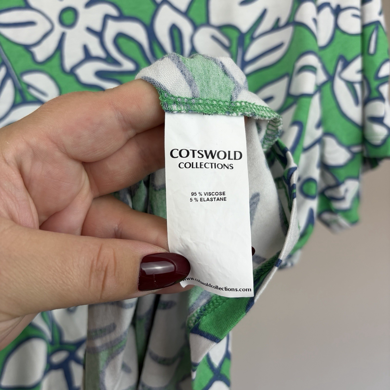 Cotswold Collections Green & White Floral Print Short Sleeve Top Tee Size UK 18 image 4