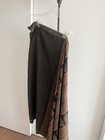 New 100% Silk Heavy Crepe Saree RITU KUMAR Style Black Beige Rust Floral Paisley — photo 1