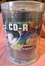 Hi-Val CD-R 100 Pack Recordable Blank Media Discs 16x, Sealed