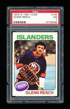 1975 OPC HOCKEY 145 GLENN RESCH PSA 7 NEAR MINT ISLANDERS GOALIE POP 4