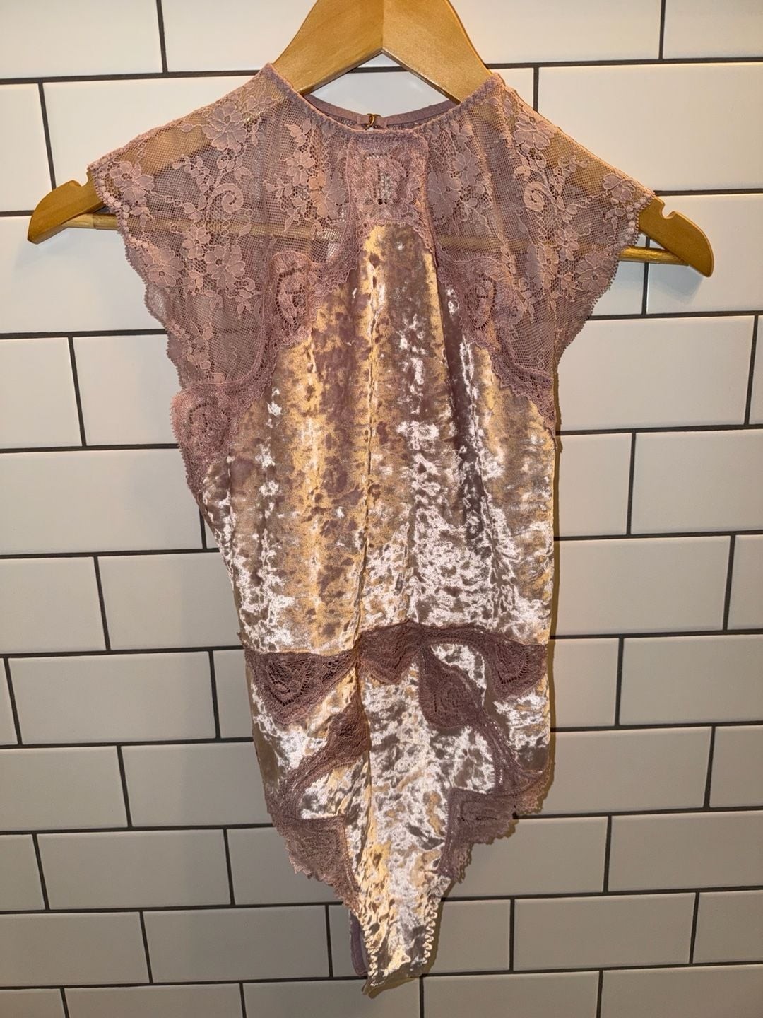 Victoria's Secret Crushed Velvet and Lace Bodysuit Size XS