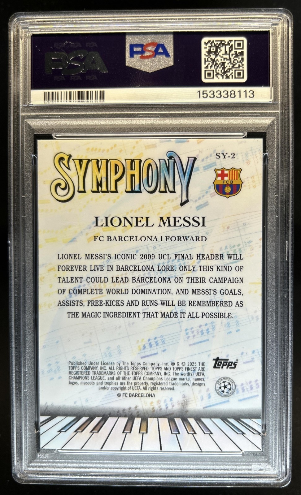 2024-25 Topps Finest UEFA Lionel Messi Symphony #SY-2 Barcelona PSA 10 GEM MINT view 2