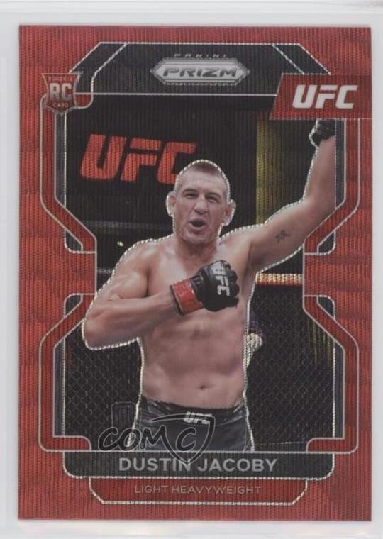 2022 Panini Prizm UFC Ruby Wave Prizm Dustin Jacoby #123 ng3