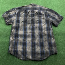 Vintage Harley Davidson Shirt Mens L Gray Biker Skull Work Shop Button Up