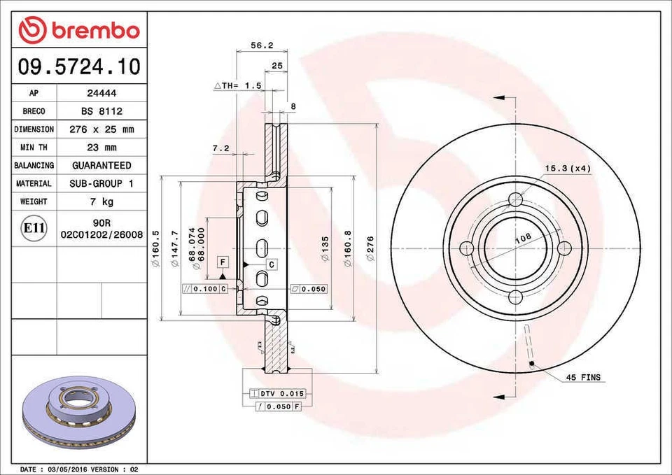 Rotor de freno de disco para Audi Cabriolet 90,90 Quattro Coupe Quattro 1990-1998 freno Foto 2 de 4