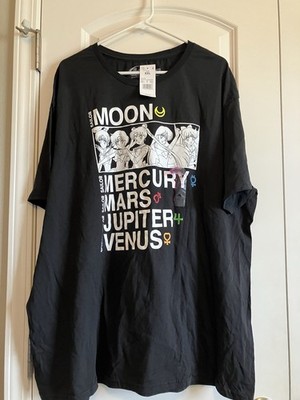 Sailor Moon Black Mercury Mars Jupiter Venus Tee Short Sleeve Top 2XL C682