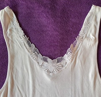 SPEIDEL Da.Unterhemd Tanktop GR:M 40/42 weiß Spitze 100%Baumwolle s.Maß!Neu!