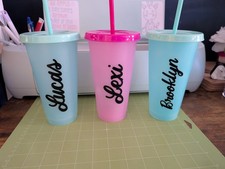 Colour Changing Personalised Cup With Lid In Blue Or Pink