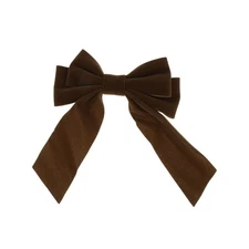 Grace Bow Ribbon Duckbill Hair Clips for Home Dark Coffee Color 1 Pc