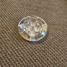 Vintage Clear Glass Round Flower Frog 11 Holes 3" by 1 1/4"
