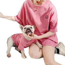 Matching Dog & Owner Striped Shirts for Small, Medium, Large Dogs & Cats