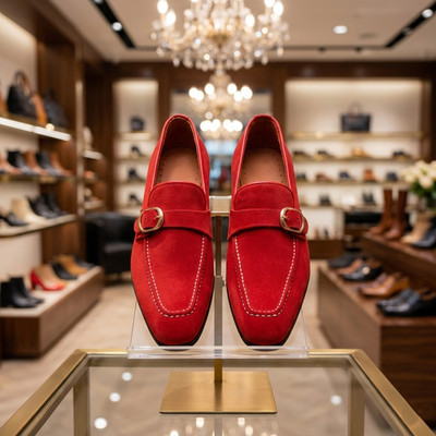 Herren Handgefertigt Rot Leder Italienische Halbschuhe Slipper Mokassin Wildleder Oxford Schuhe