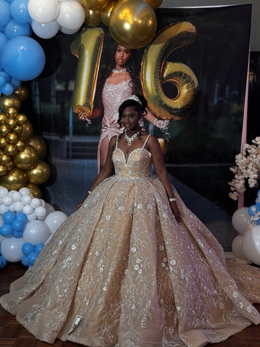 Navy/Gold LK155 Sweet 16 Ball Gown main image 1