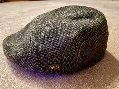 Bailey of Hollywood  Poet  Wool Flat Cap   Brown Herringbone   Size Small