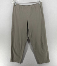 EILEEN FISHER Pants M Stretch Organic Cotton Twill Tapered Ankle Side Zip Gray