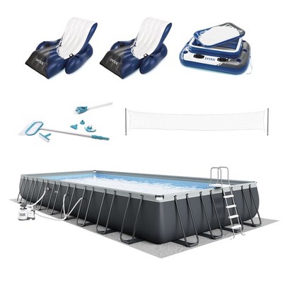 Intex 32' x 16' x 52'' Ultra XTR Rectangular Pool w/ 2 Floating Chairs & Cooler