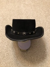 Winfield Cover Co. San Francisco Black Leather Rockabilly Cowboy Western Hat