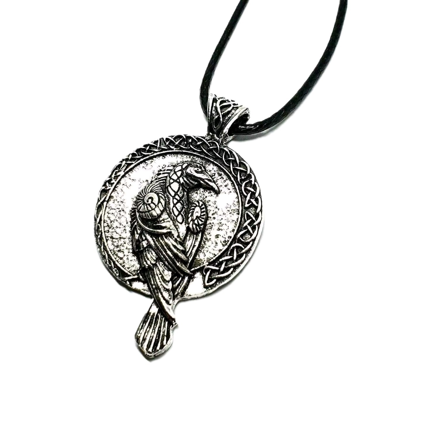 Raven Necklace Pendant Norse Viking Odin All Father Rune Double Sided ...