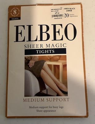 Elbeo Sheer Magic Tights Size L, Barely Black, 20 Denier Medium Support Factor 8