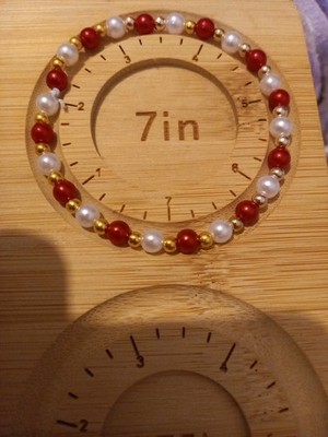 Weiß Rot Perle Perlen Armband Gold Farbe Abstandshalter Geschenk 7 Zoll