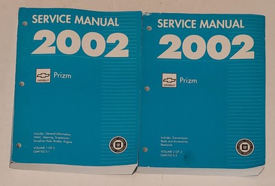 2002 Chevy Prizm Geo Service Manual Set OEM Repair Book