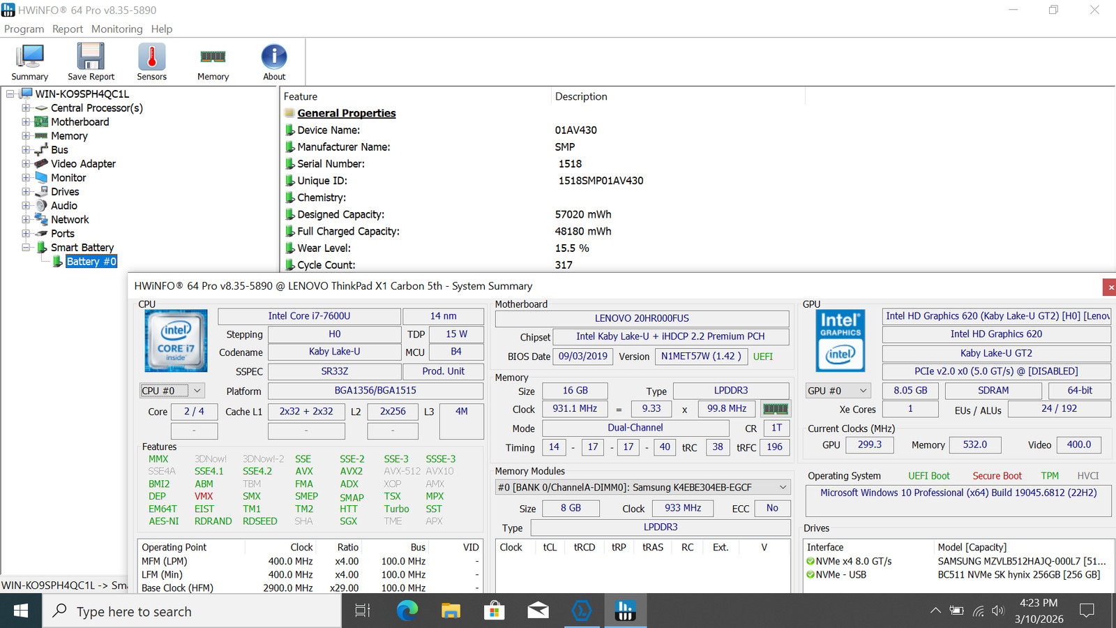 Lenovo ThinkPad X1 Carbon 5th Gen - Type 20HR, 14-Inch Laptop, with Intel Core i7 7th Gen., Windows 10 Pro